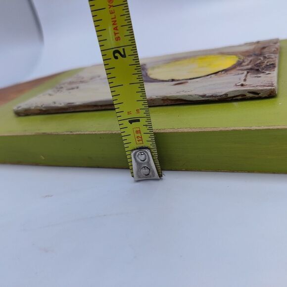 HAND Painted Bird on Wood Birdhouse Mixed Media Painting Green Natural - Picture 10 of 10